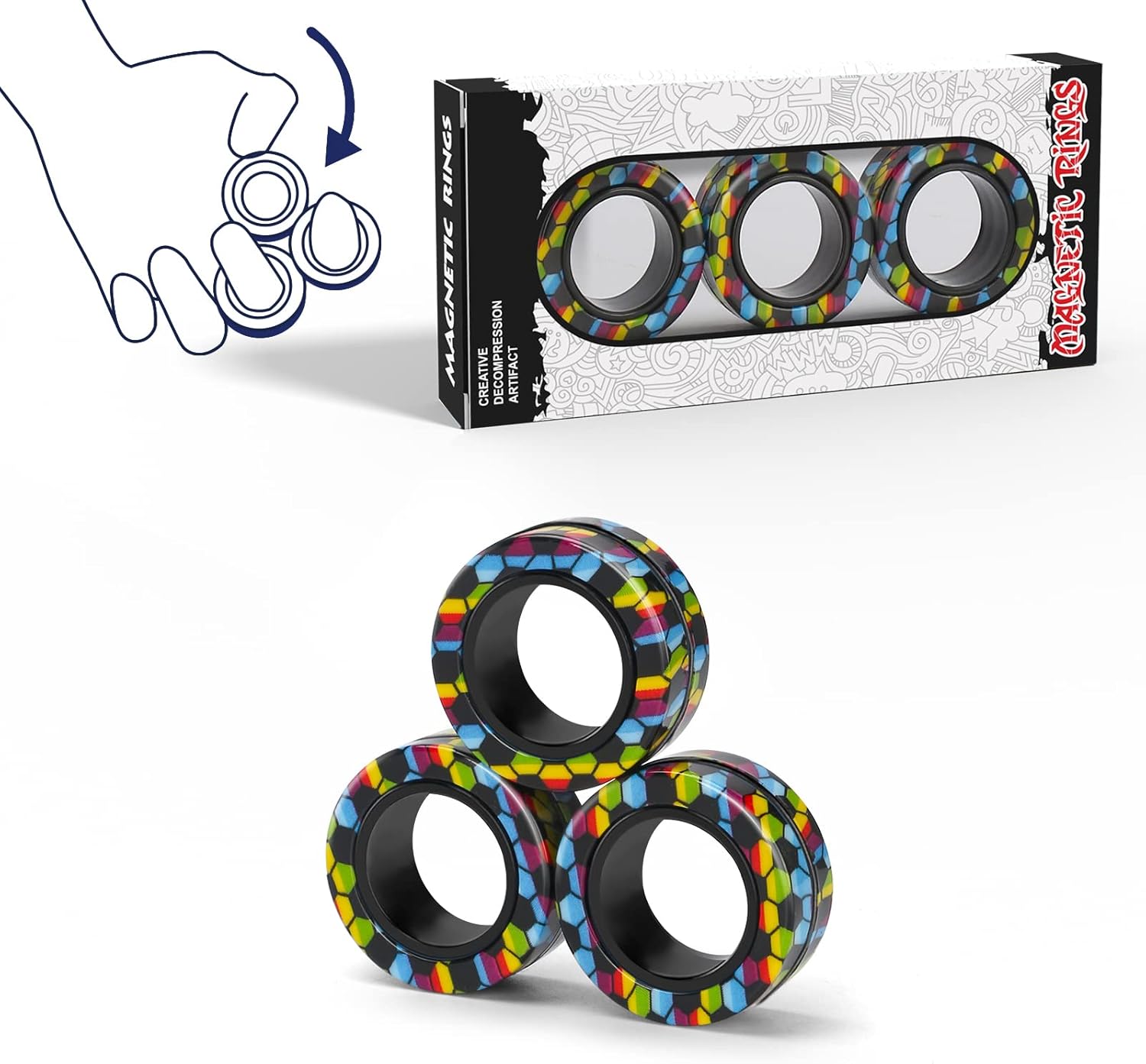 Magnetic Rings Fidget Toy Set  - огляд і ціна Fidget Spinner Bearing