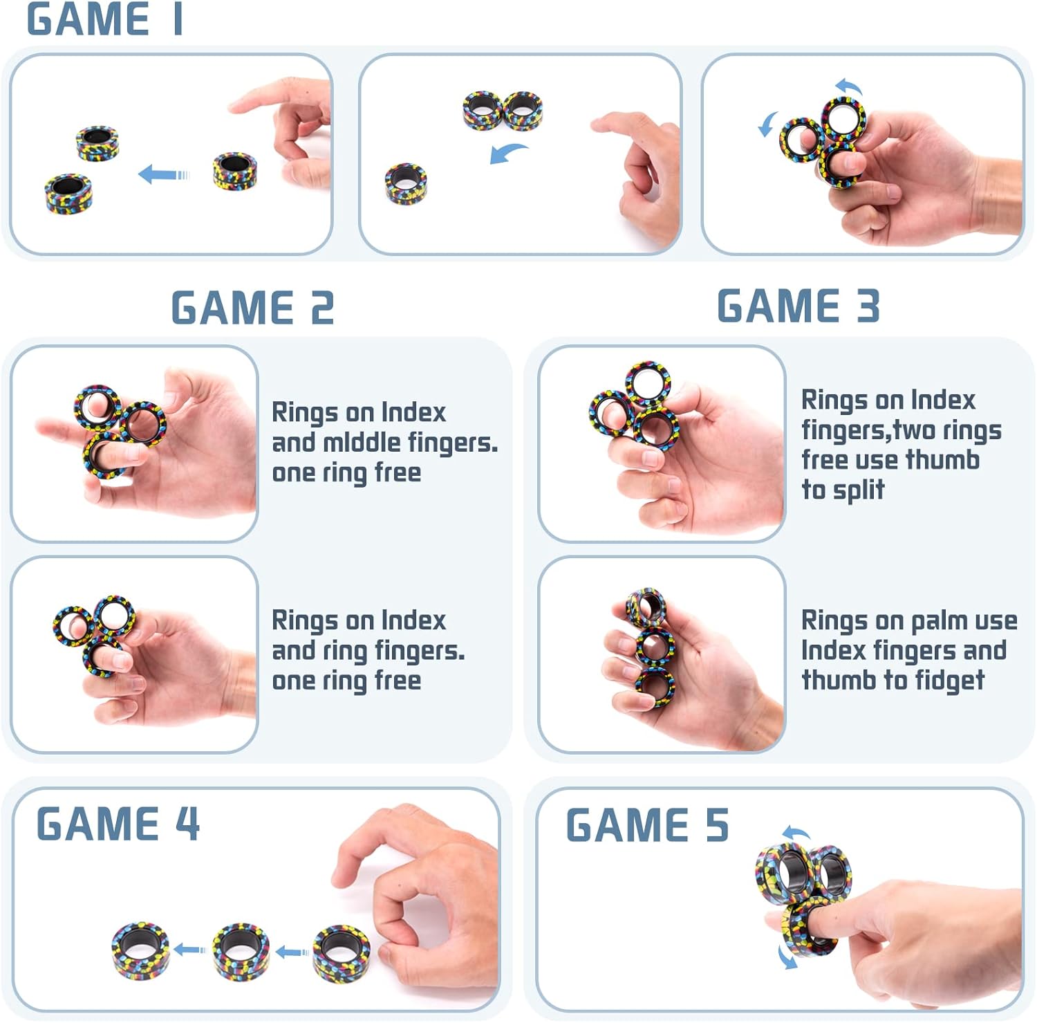 Magnetic Rings Fidget Toy Set  - огляд і ціна Fidget Spinner Bearing